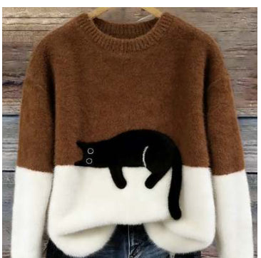 Womens Christmas Pullover Fleece Long-Sleeve Sweater