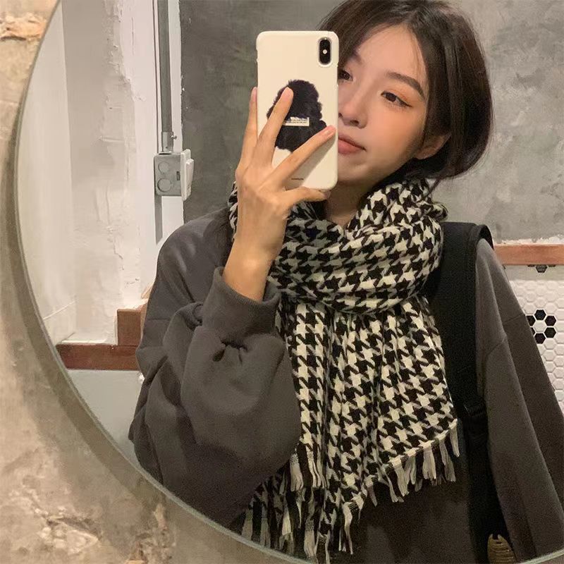 Scarf Winter Thicken Thermal Solid Color Mohair Shawl