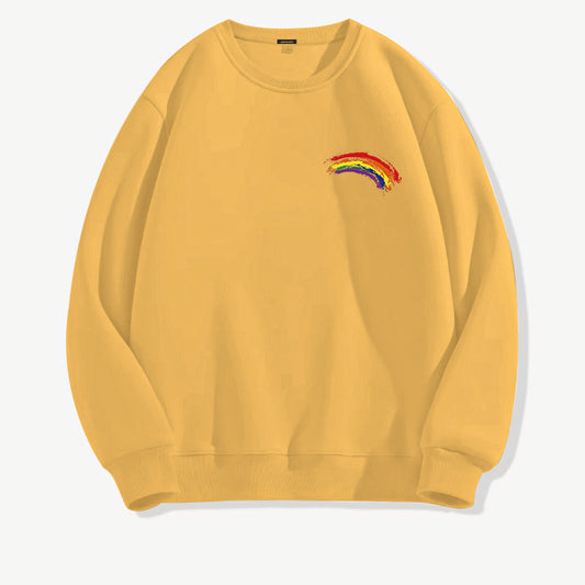 Langærmet ensfarvet regnbueprintet sweater til kvinder