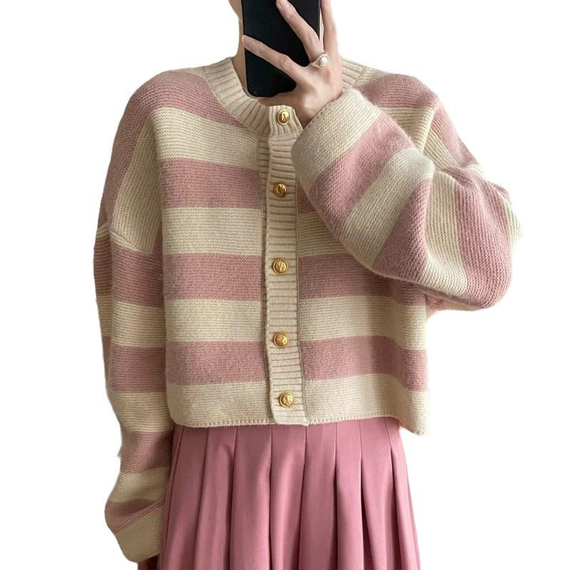 Spring And Autumn Stripes Round Neck Sweater Female Niche