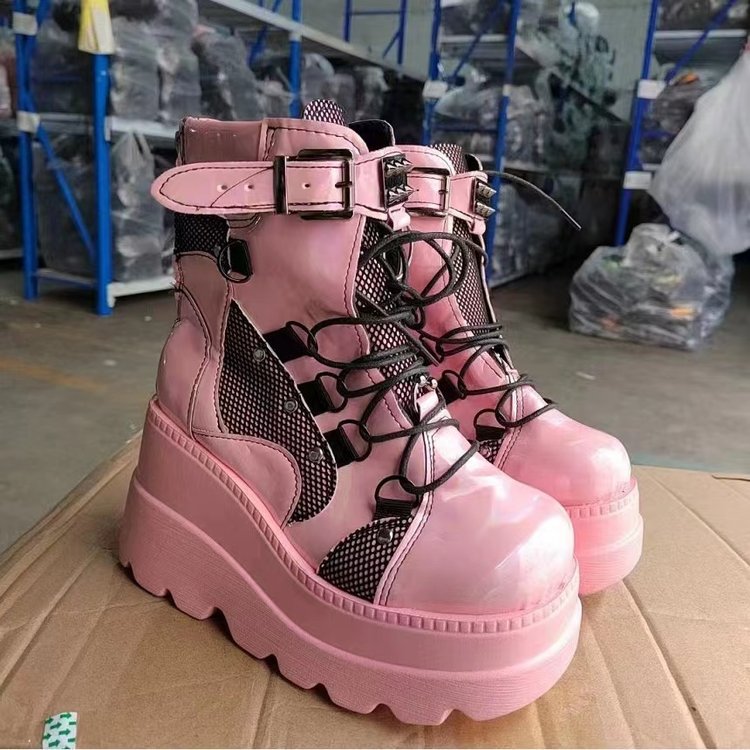 Women's Plus Size Round Toe Platform Wedge Boots