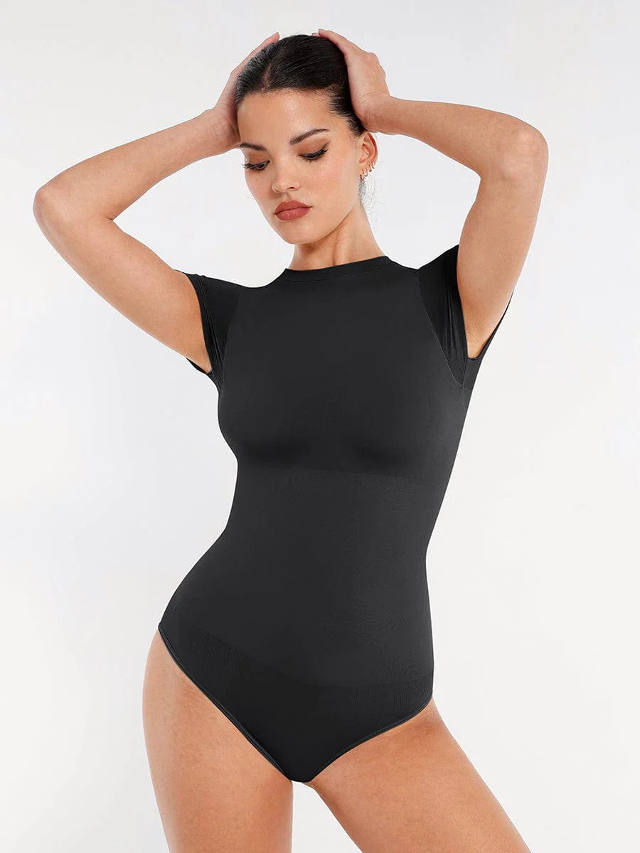Seamless Short Sleeve Waist And Abdomen Shaping Hip Briefs Bodysuit