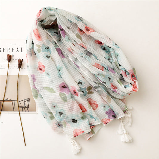 Ladies Soft Cotton Linen Feel Sunscreen Scarf