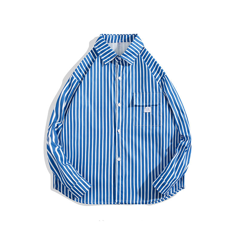 Loose Striped Long-sleeved Shirt For Men