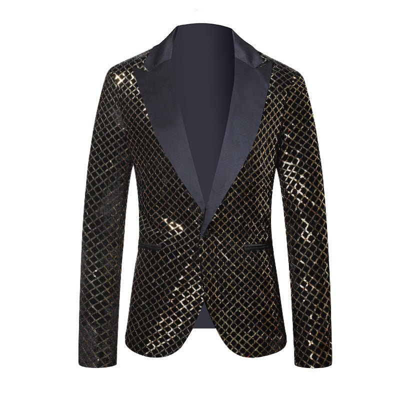 Men's Sequin Bead European Size Suit Jacket