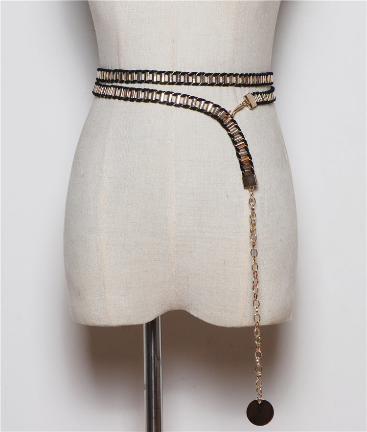 Korean Version Of Wild Metal Braided Waist Chain Double Loop Belt Decoration