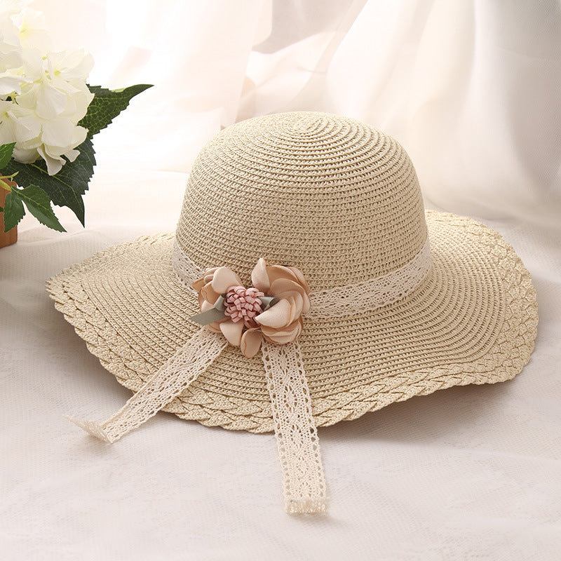 Flower Lace Children's Sunscreen Shade Straw Hat