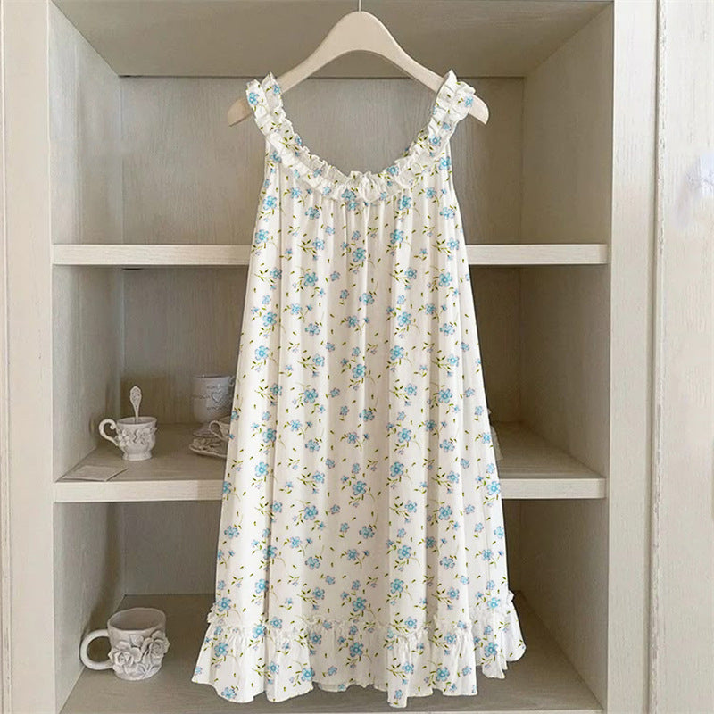 3D Digital Print Pastoral-style Womens Strap Lace Dress