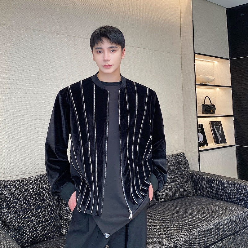 Men's Three Dimensional Sequin Decorative Sweater Coat
