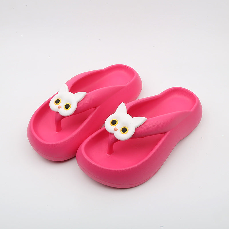 Black And White Cat Flip Flops Women's Outer Wear Thick Bottom