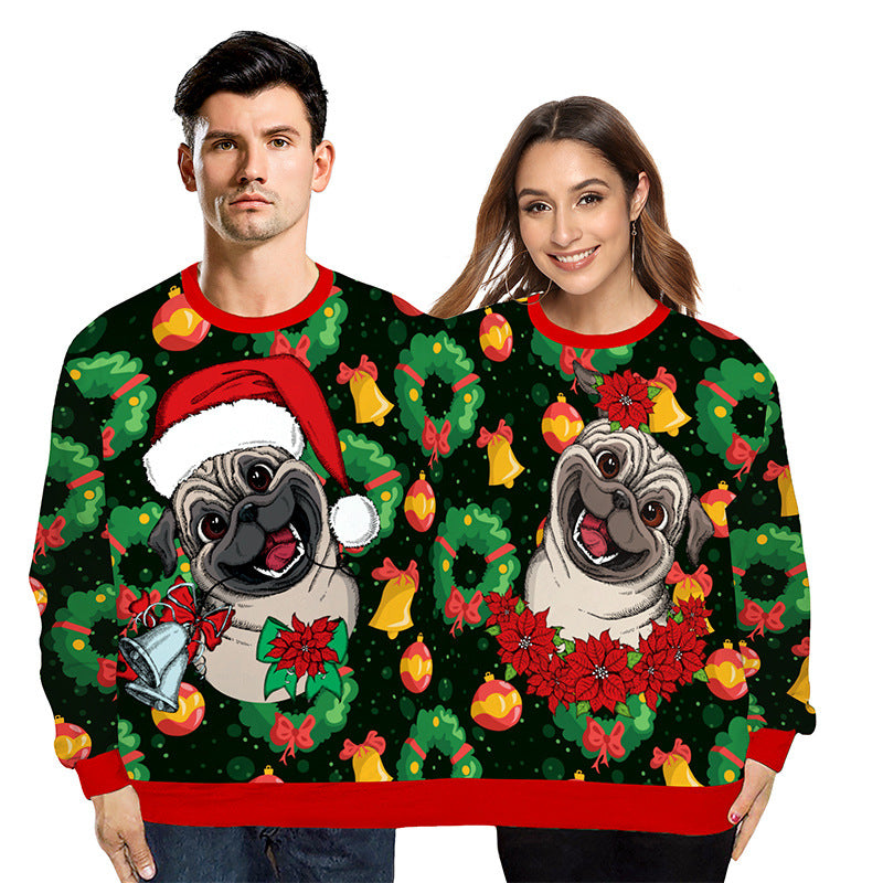 Digital Print Loose Crew Neck Long Sleeve Top