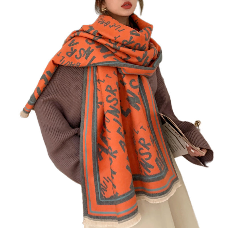 Imitation Cashmere Autumn Winter New Letter Scarf