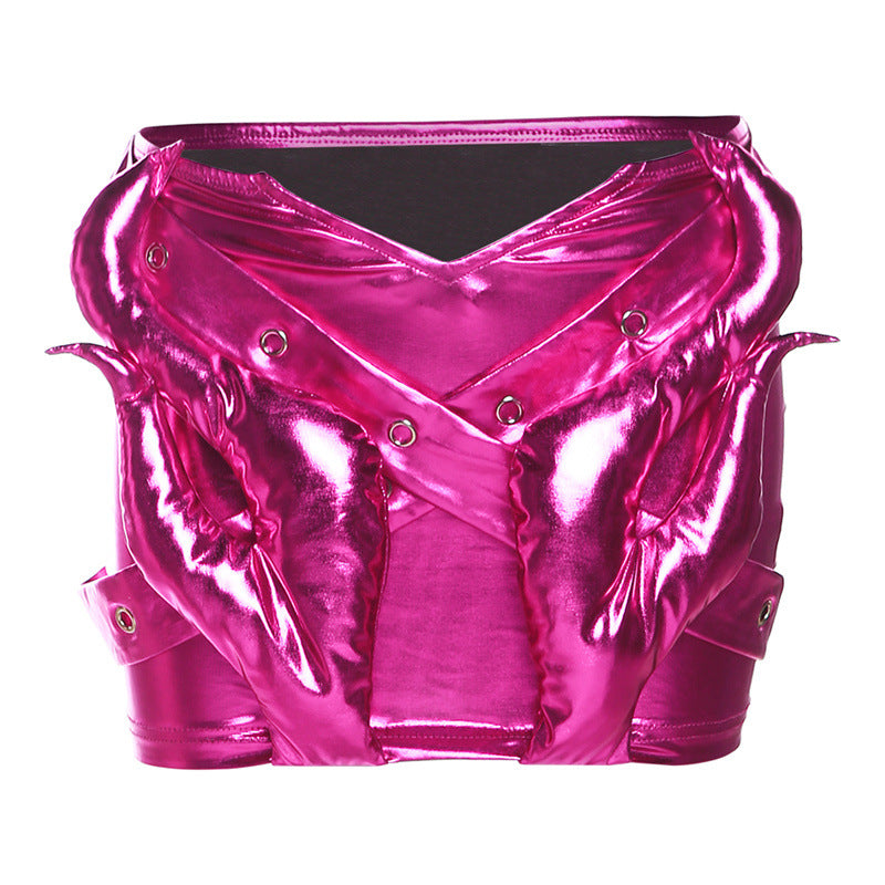Fashion Shiny Surface Street Low Waist Skirt