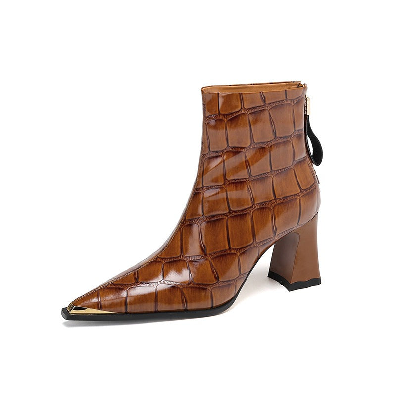 New Autumnwinter Pointed-toe Ankle Boots Featuring  Slender Stiletto Heel And A Back Zipper