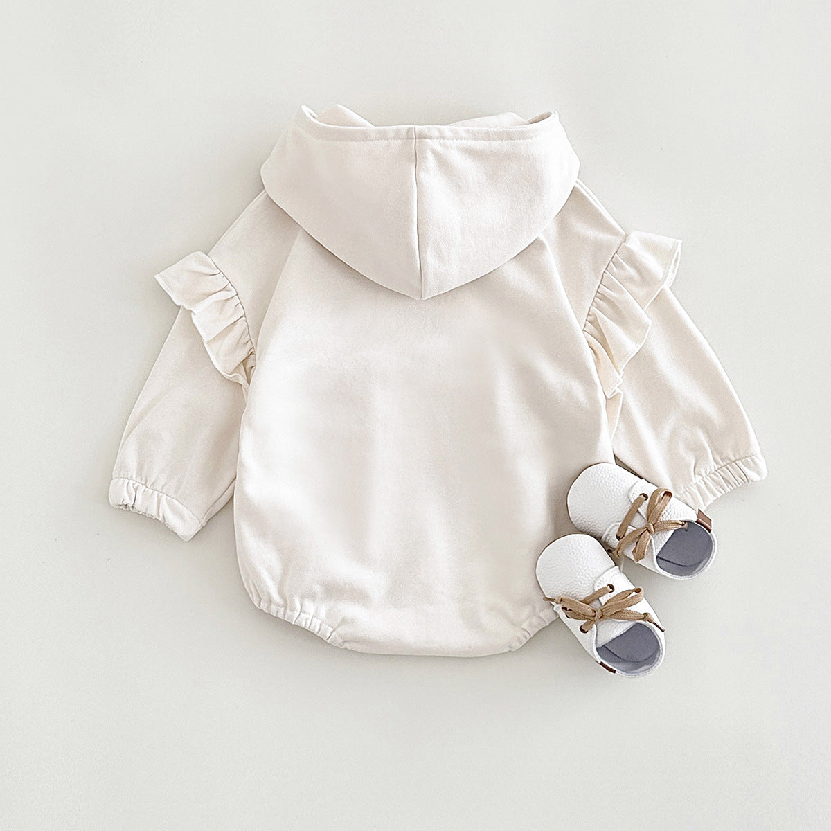 Baby Girl Sweet Cherry Embroidered Long Sleeve Hooded Crawling Suit Jumpsuit