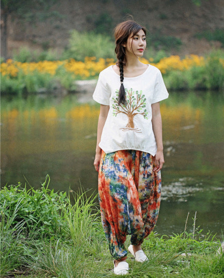 Harem Tie-dyed Big Crotch Cotton Loose Casual Pants