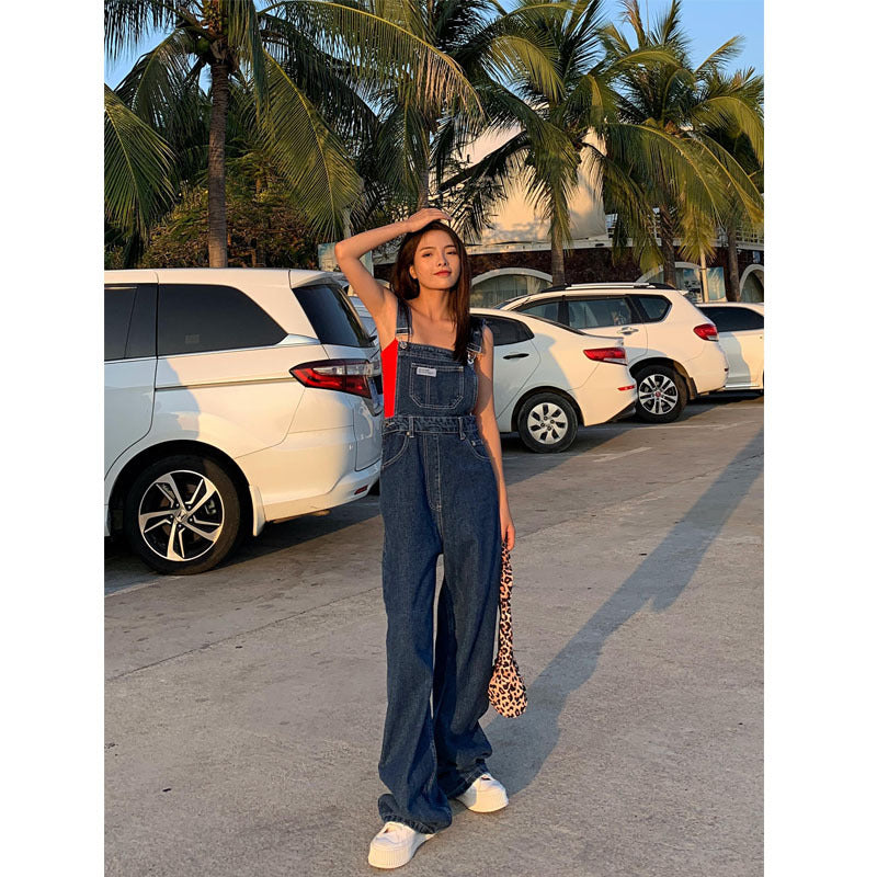Thin Blue Loose Retro Show High Mopping Wide Leg Pants