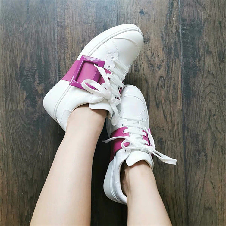 Match Heightened Platform Casual Round Toe Lace Up Sneakers