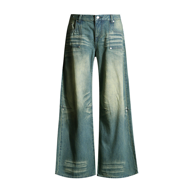 Washed-out Vintage Straight Jeans For Women