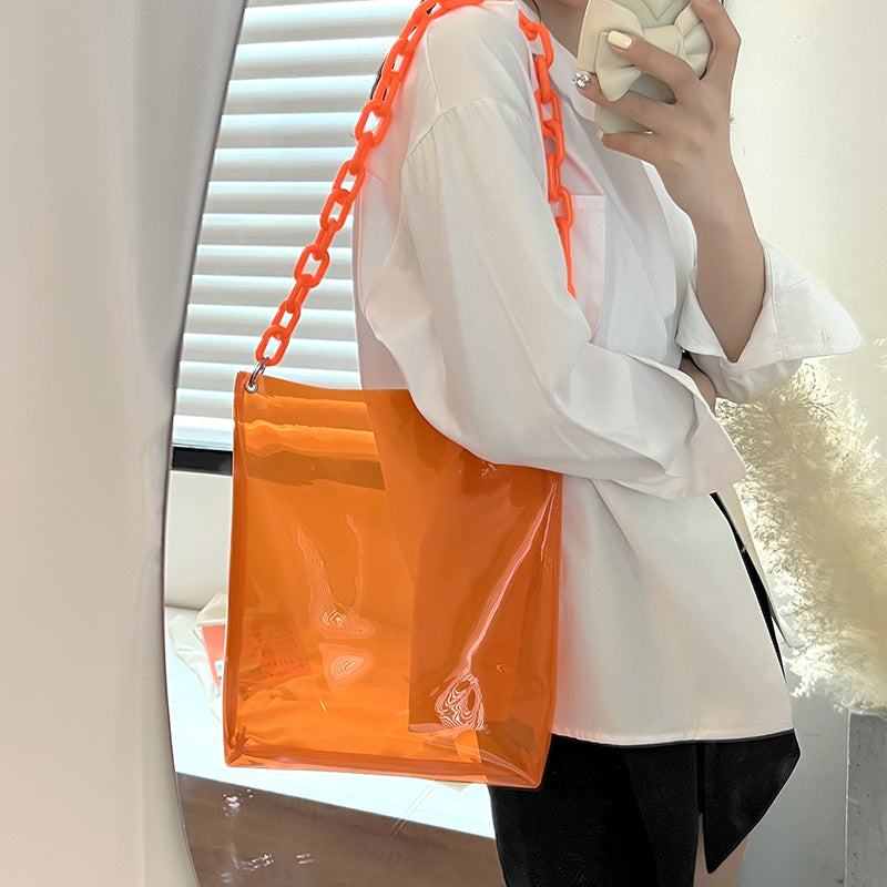 Ladies Fashion Jelly Transparent Handbag PVC