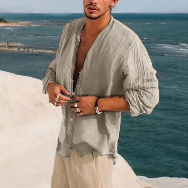 Half Sleeve Shirt Men's Clothing Handsome Trendy Casual