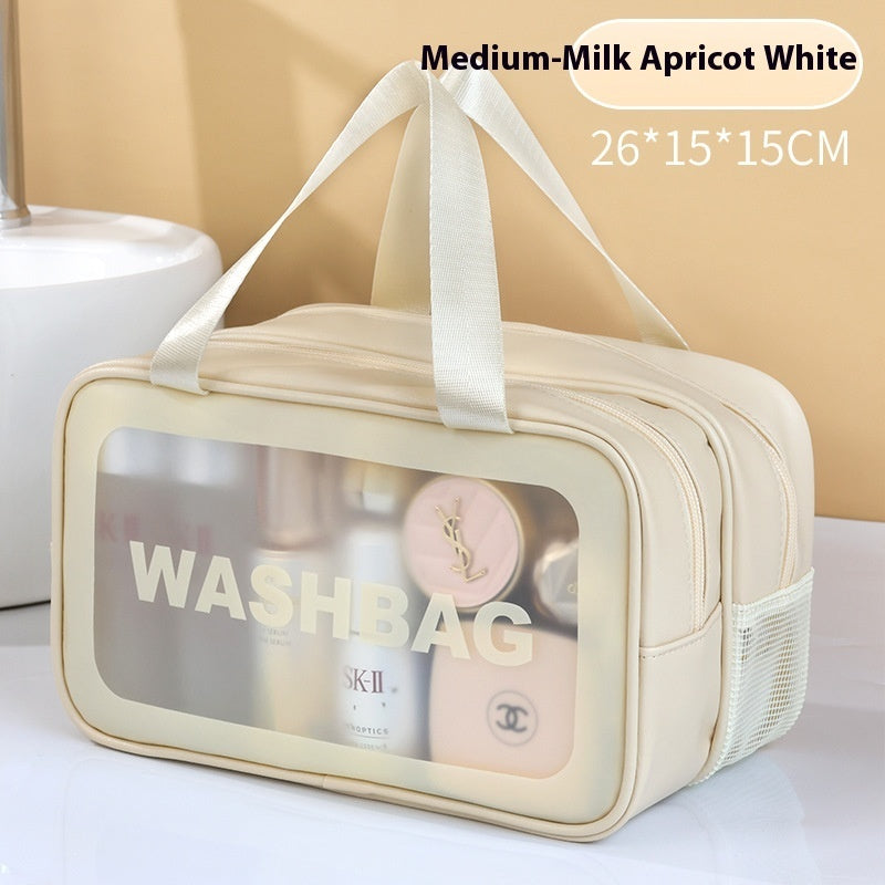 Dry Wet Separation Double-layer Transparent Pu Cosmetic Bag Portable Wash Bag