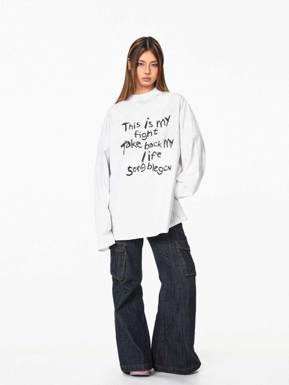 T-shirt med slidt look og afslappet pasform