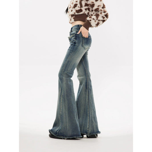 Retro Flared Jeans High Waist Slimming Super