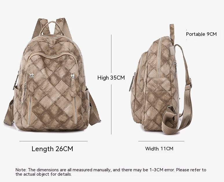 Casual Retro Women's Soft Leather Fashion Rhombus Urban Simple Backpack