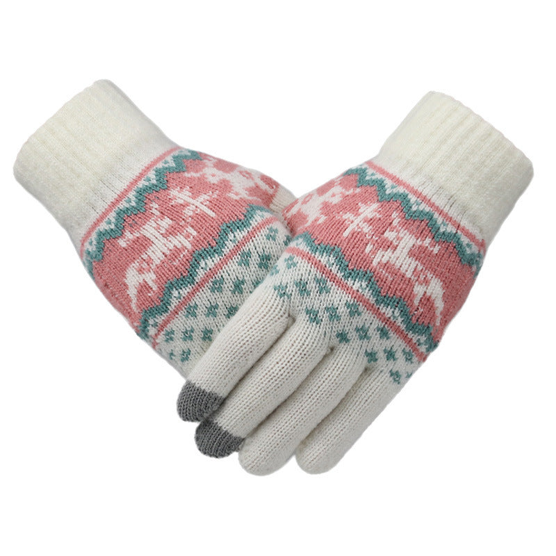 Outdoor Cycling Ladies Warm Knitted Woolen Gloves