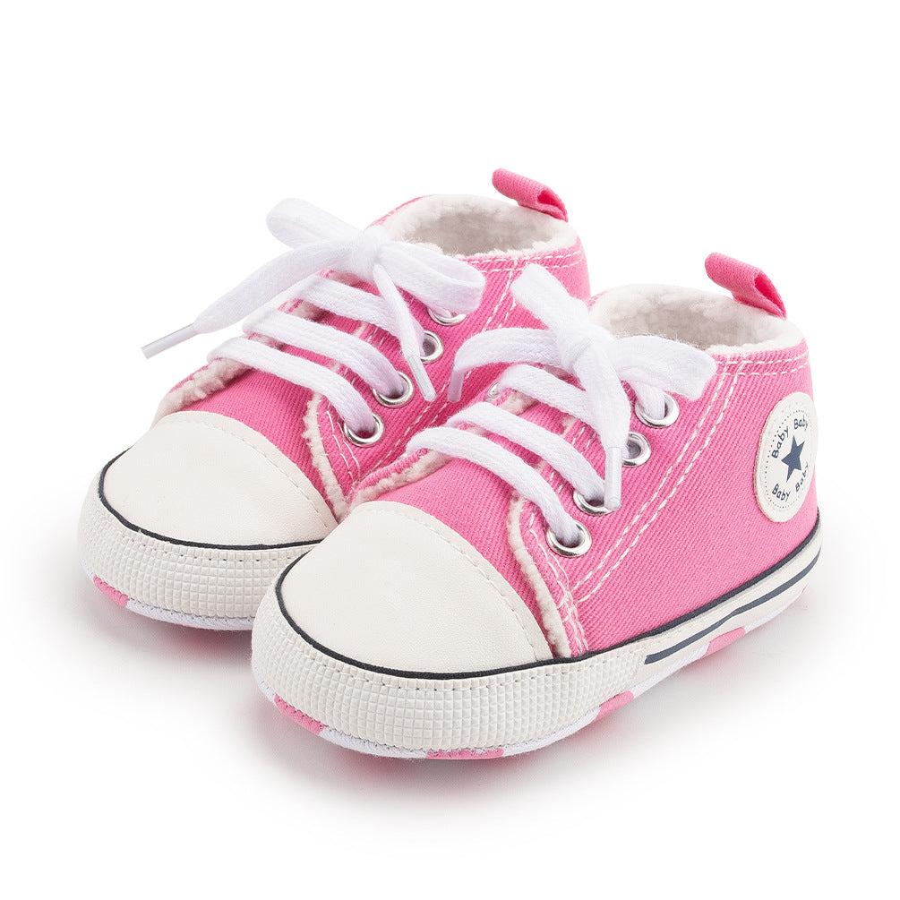 New Winter Baby's Shoes Cotton Shoes Fleece Lined Warm Canvas Shoes Baby Non Slip Soft Bottom Toddler Shoes Baby's Shoes