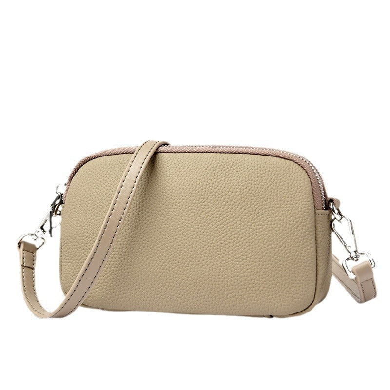 All-match Shoulder Messenger Bag Cross-border First Layer Cowhide Small Square Bag