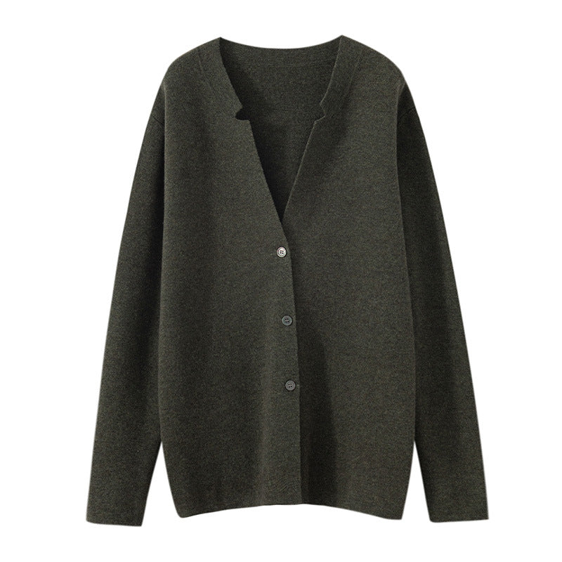 Wool Cardigan Men's Stand Collar Solid Color