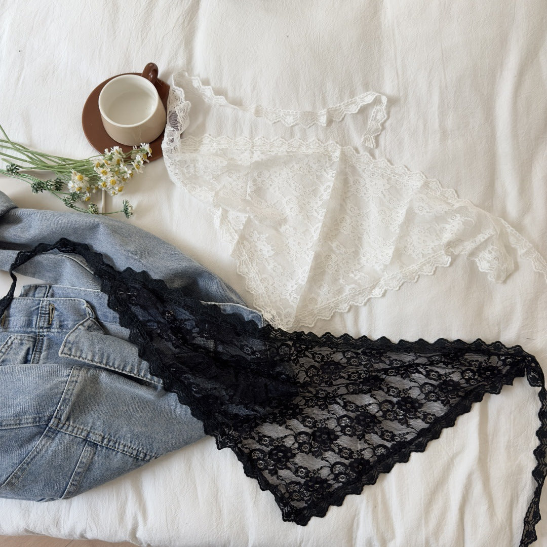 Korean-style Lace Patchwork Triangle Scarf Decorative Apron