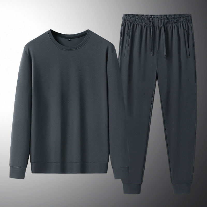 Tencel Roman Sports Leisure Men's Spring And Autumn Sweatshirt And Sweatpants Two-piece Suit