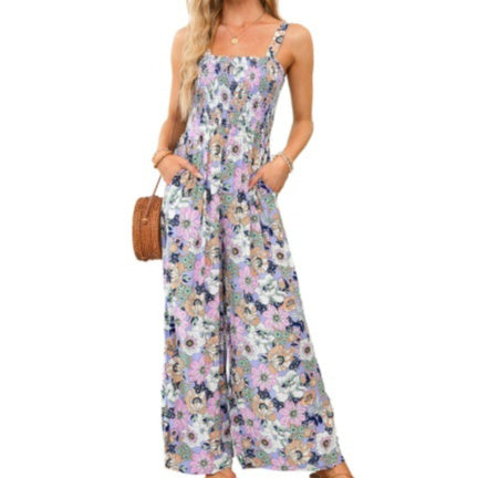 Ærmeløs Jumpsuit Til Kvinder Med Blomsterprint