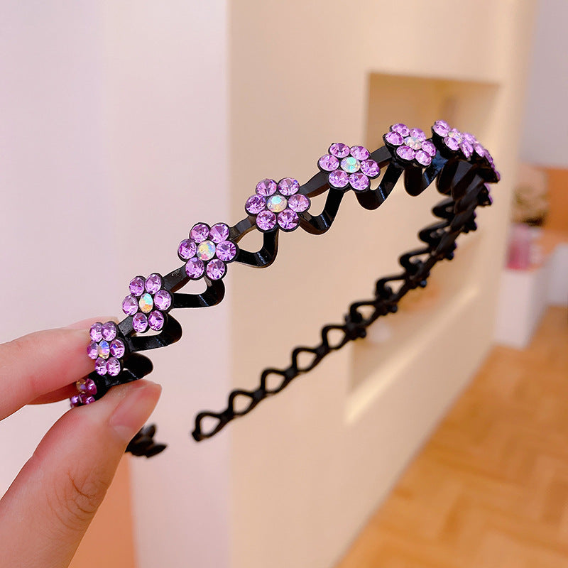 Women's Rhinestone Wavy Thin Edge With Teeth All-match Pressure Hair Non-slip Headband