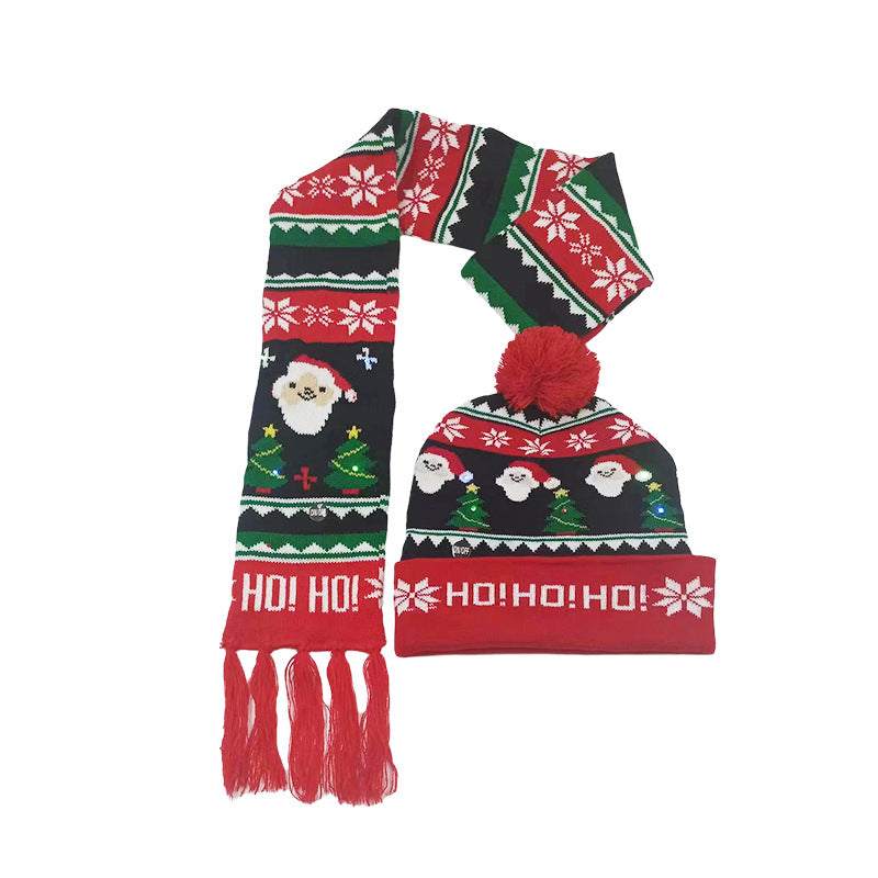 Holiday Party Christmas LED Luminous Knitted Jacquard Knitted Hat