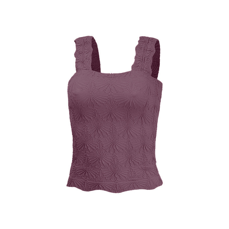 Women's Pleated Figure-flattering Square-neck Camisole