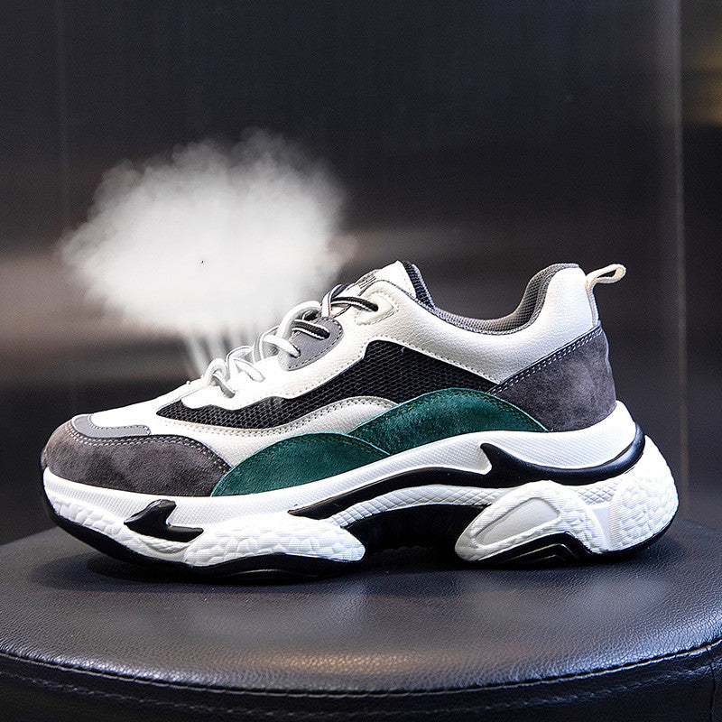 Women's Thick Sole Breathable Leather Casual Sneakers