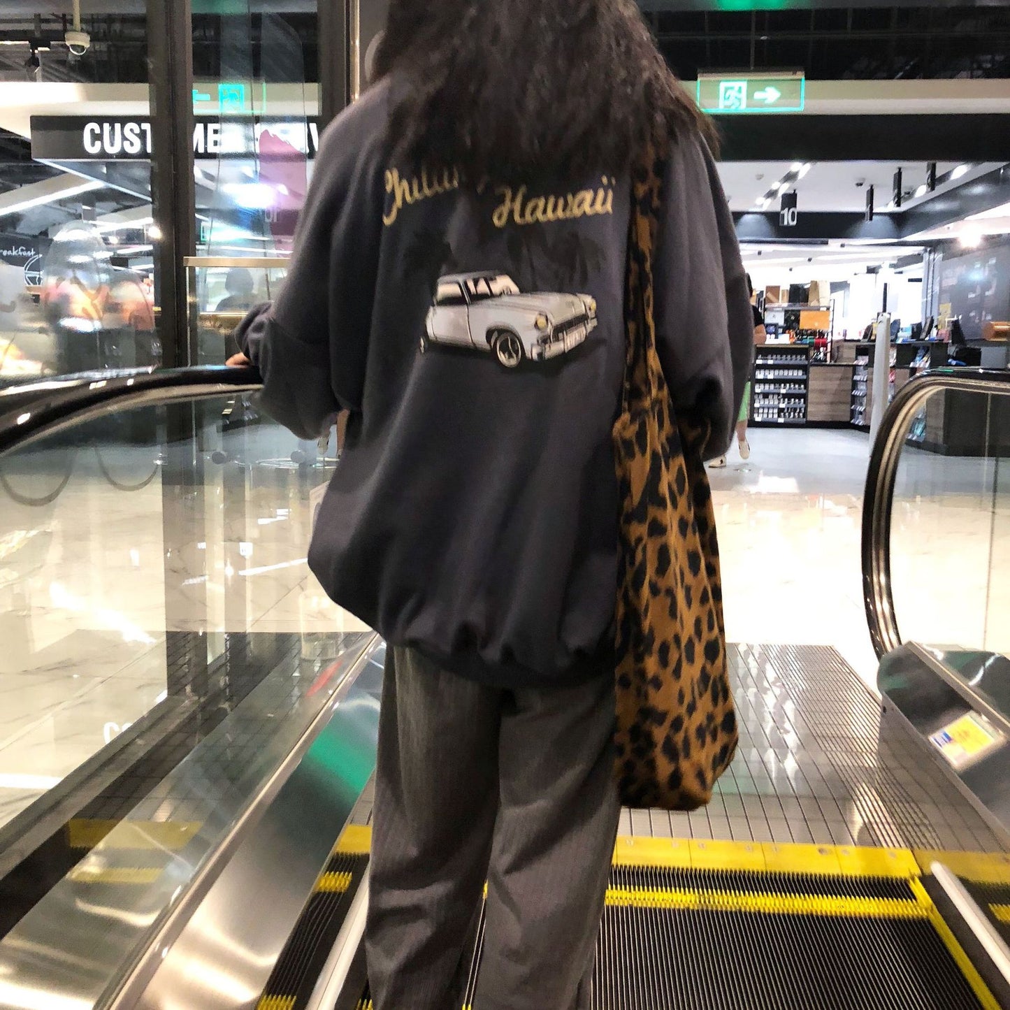 Corduroy leopard print bag