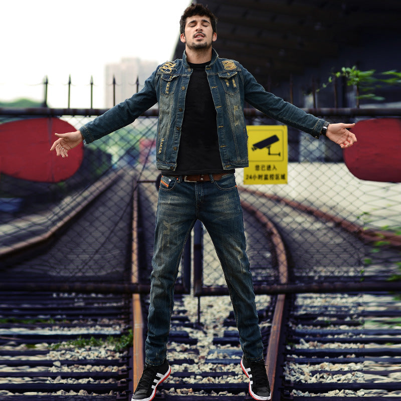 Trendy slim men's denim clip