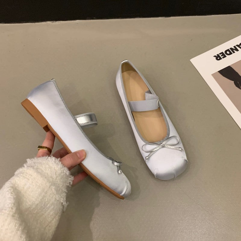 Flat Gentle Ballet Slipper Spring And Summer New French Vintage Satin Peas Shoes