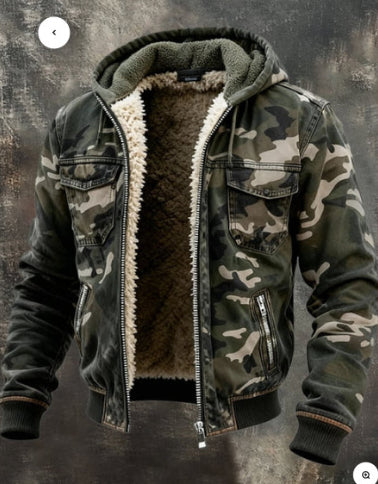Men's Fleece-Lined Thick Hooded Jacket
