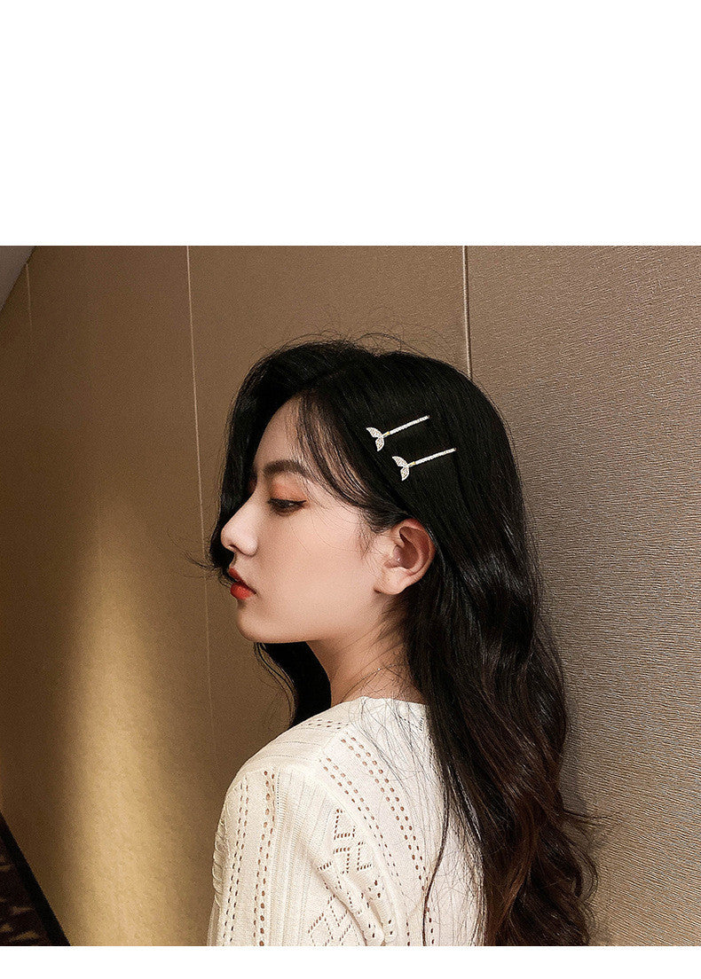 Ladies hairpin mermaid diamond hair clip word clip