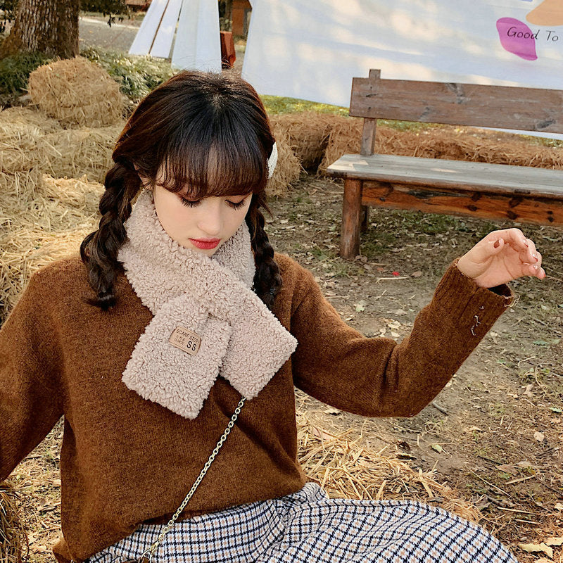 Faux Lamb Wool Warm Student Scarf