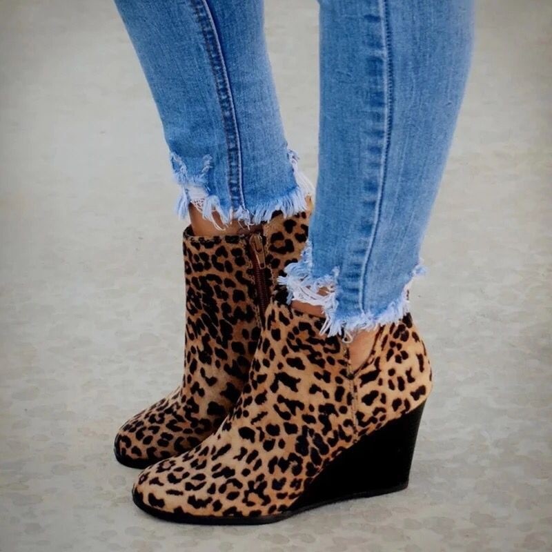 Wedge-heeled Suede Short Boots Autumnwinter Martin Style