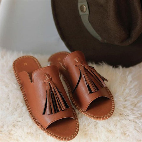 Women's outer fringed hemp rope sandals