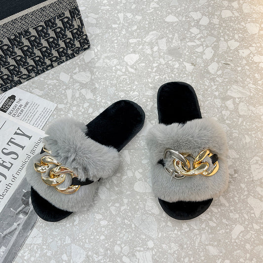 Women's Fashion All-match Non-slip New Style Plush Slippers
