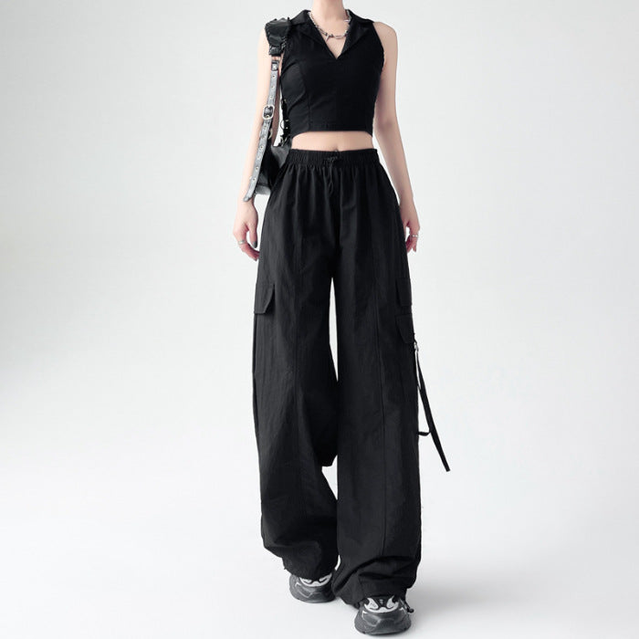 Quick-dry Pants Women's Summer Overalls Women's Summer Thin Ice Silk Ankle-tied Loose High Waist